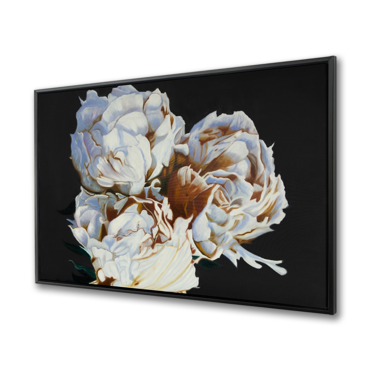 C1FC3648RNW1PU 36 x 48 in. Blooming Peonies - White Framed Canvas for Bedroom Decor