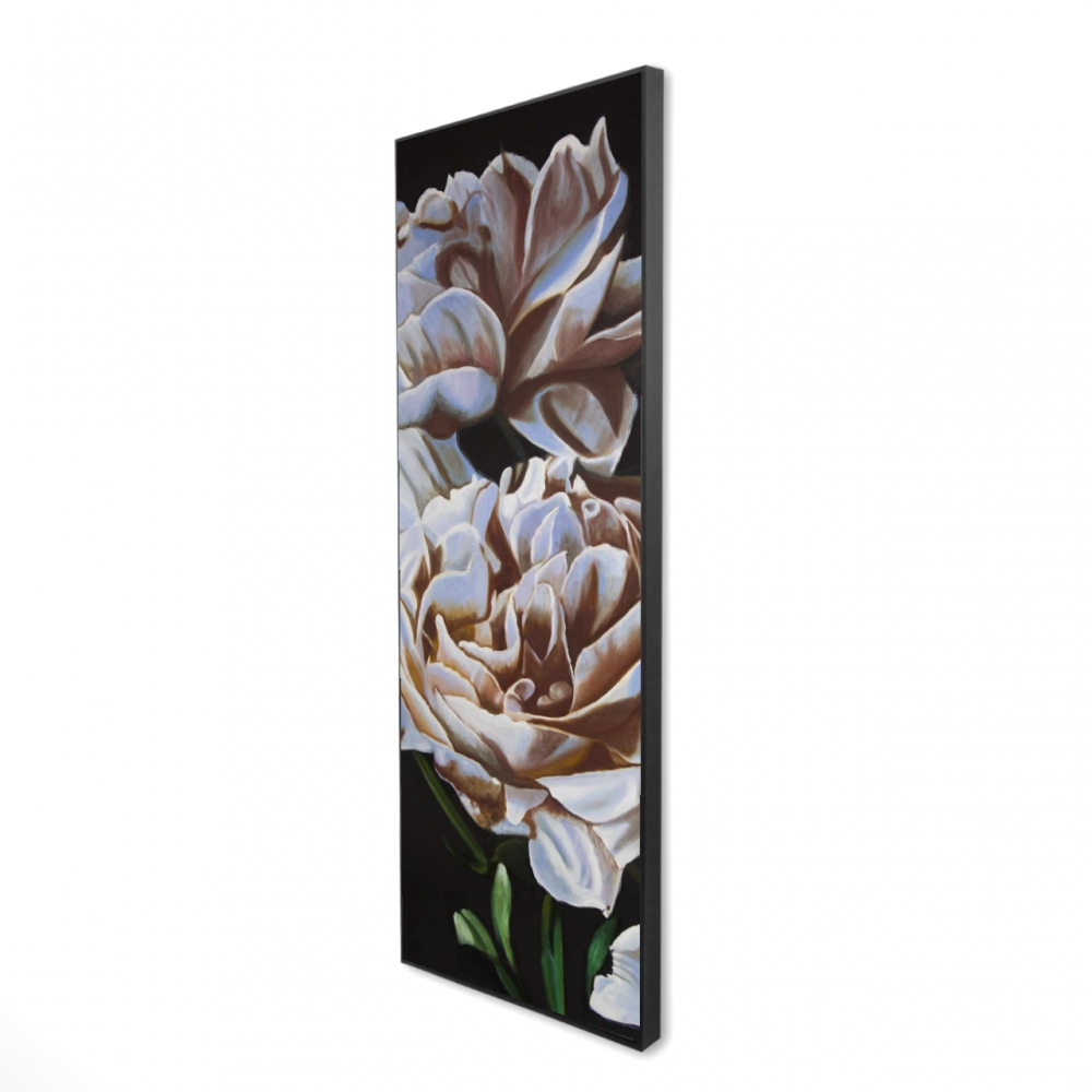 2081-6020-FL355 20 x 60 in. Peonies - Beige Framed Canvas for Home Decor