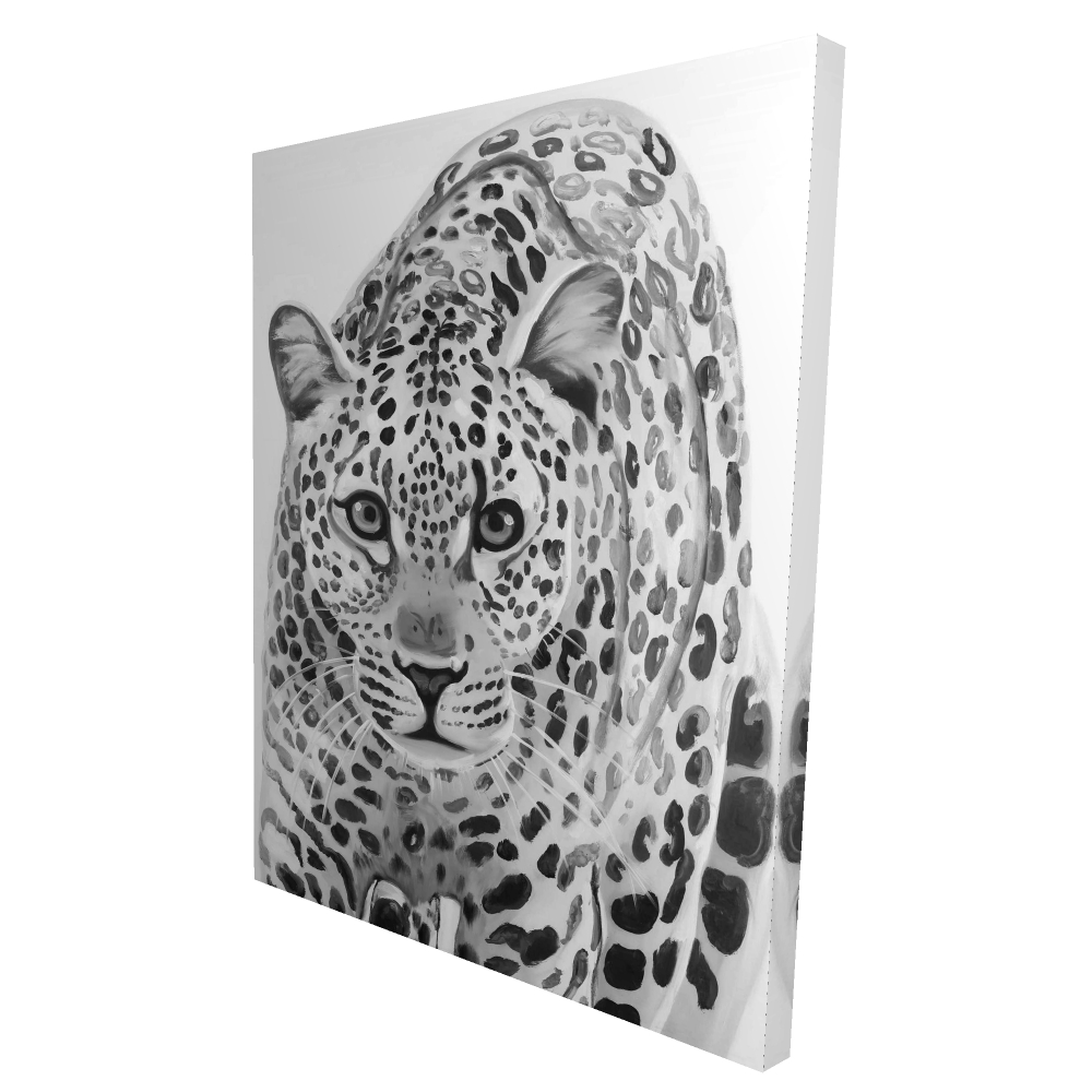 2080-4836-AN244 36 x 48 in. Leopard Ready To Attack - Black Canvas Bedroom Decor - Art