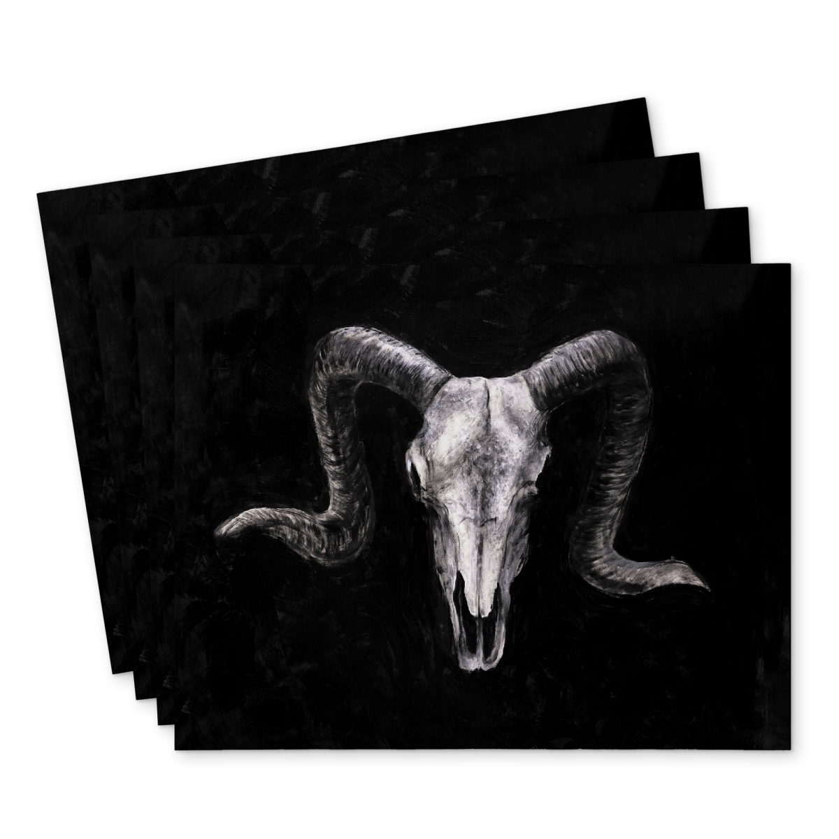 Picture of Begin Home Decor C4PP1418EVXPIJ 14 x 18 in. Ram Skull Grunge Style Polyester Placemat - Home Decor - Set of 4