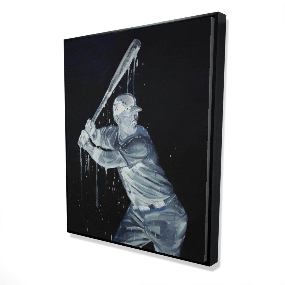 2081-6048-SP69 48 x 60 in. Baseball Player - Blue Office Framed Canvas Home Decor