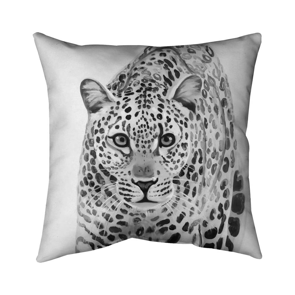 5543-2626-AN244 26 x 26 in. Leopard Ready To Attack - Hyperrealist Bedroom Throw - Home Decor
