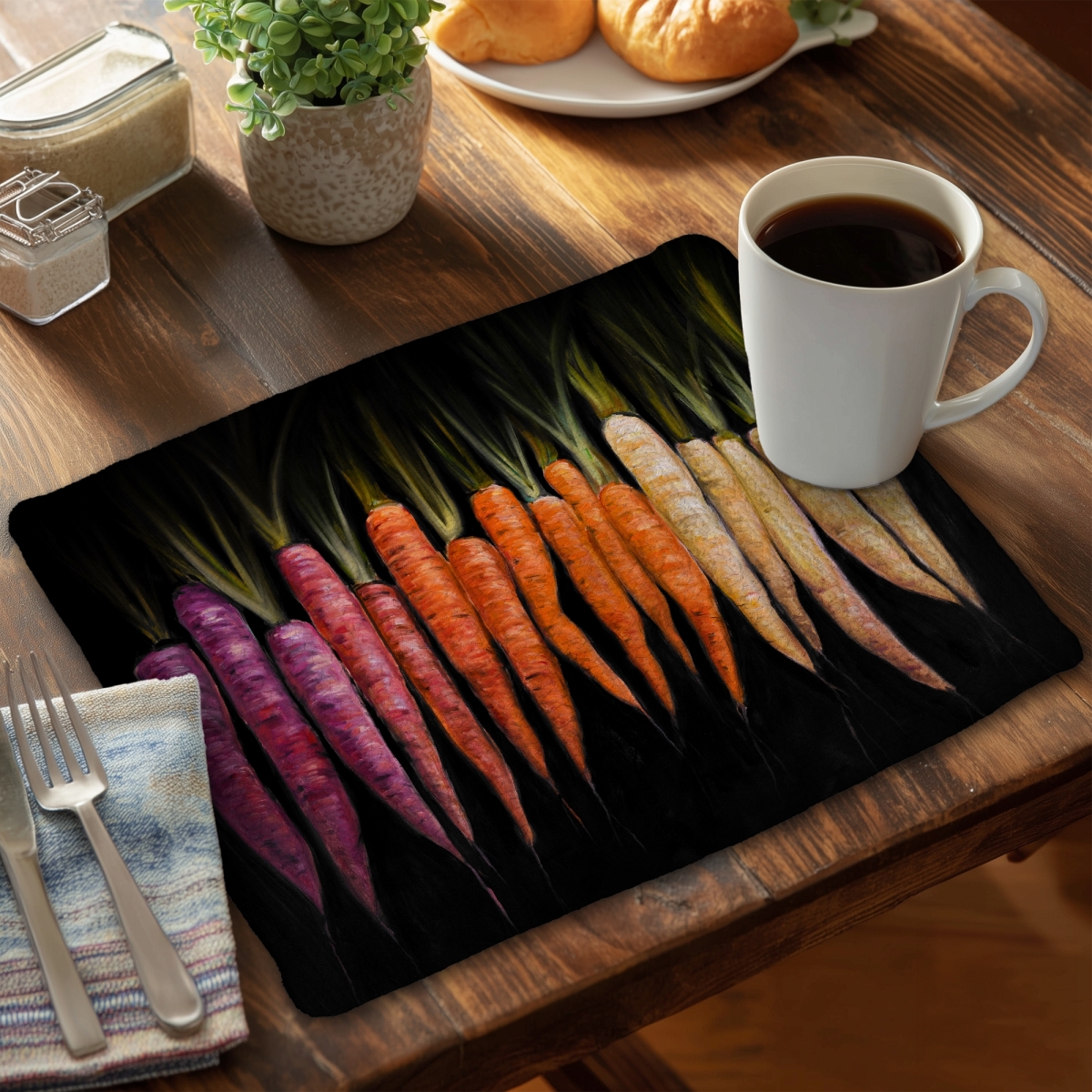 Picture of Begin Home Decor C4BP1418UL79S2 14 x 18 in. Colorful Carrots Braided Polyester Placemat for Home Decor - Set of 4