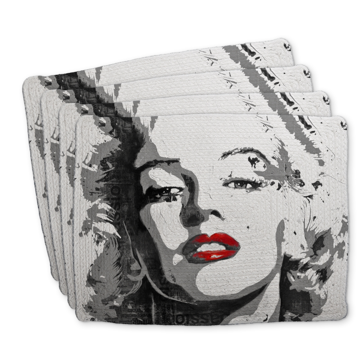 Picture of Begin Home Decor C4BP1418Q5B8FM 14 x 18 in. Marilyn Monroe Braided Polyester Placemat - Home Decor - Set of 4