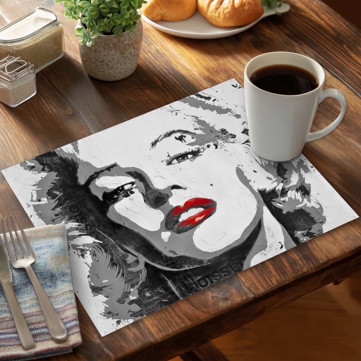 Picture of Begin Home Decor C6PP1418ZZ2DIZ 14 x 18 in. Marilyn Monroe Polyester Placemat - Elegant Home Decor - Set of 6
