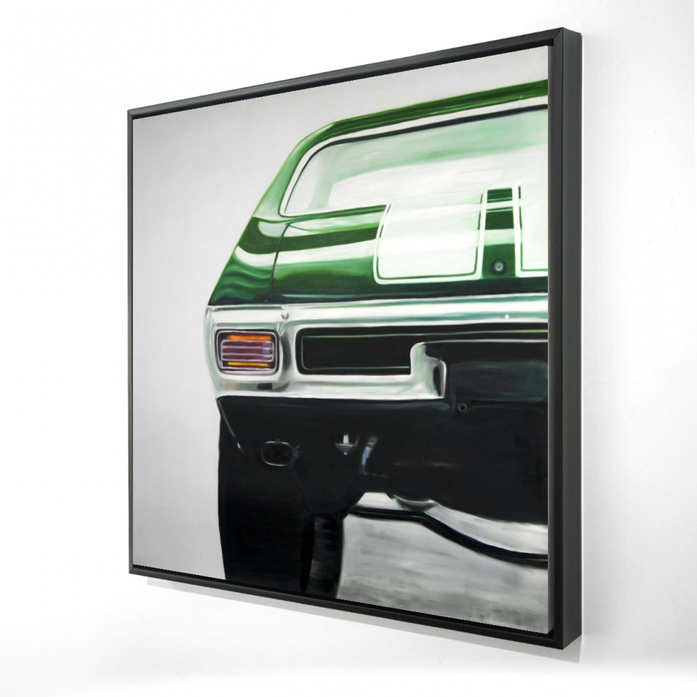 2081-3636-TR79 36 x 36 in. Classic Dark Green Car - Hyperrealist Framed Canvas Decor