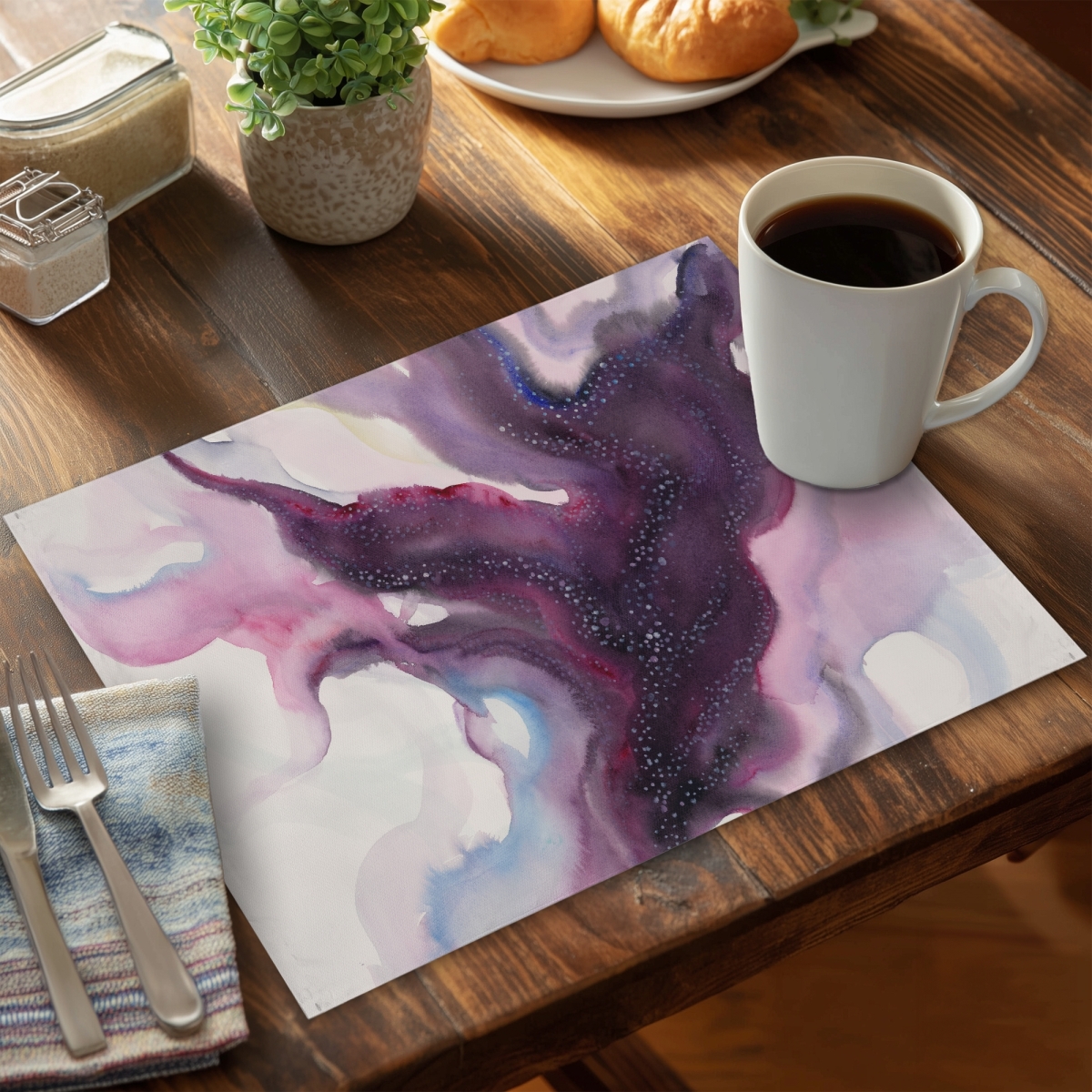 Picture of Begin Home Decor C4PP1418D6S0KW 14 x 18 in. Milky Way Polyester Placemat - Stylish Home Decor Accent - Set of 4