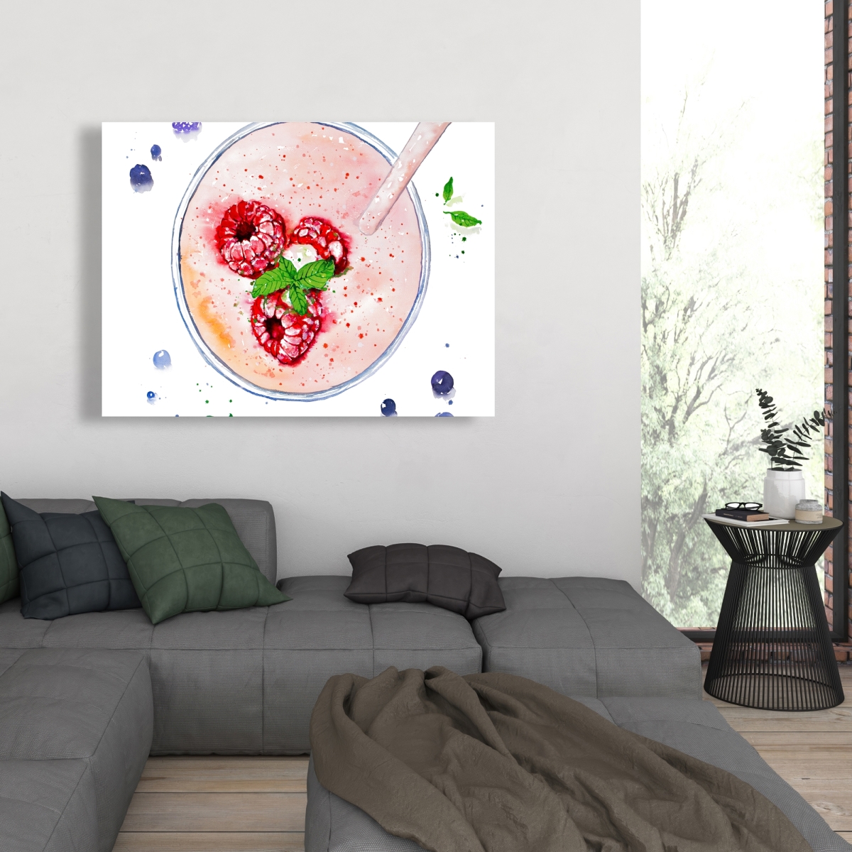 C1RC3648C3TTFB 36 x 48 in. Strawberry & Raspberry Smoothie Canvas - Home Decor Art