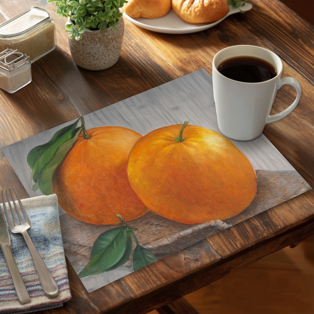 Picture of Begin Home Decor C4PP14182MKXQ1 14 x 18 in. Two Oranges Polyester Placemat - Stylish Home Decor Accessory - Set of 4