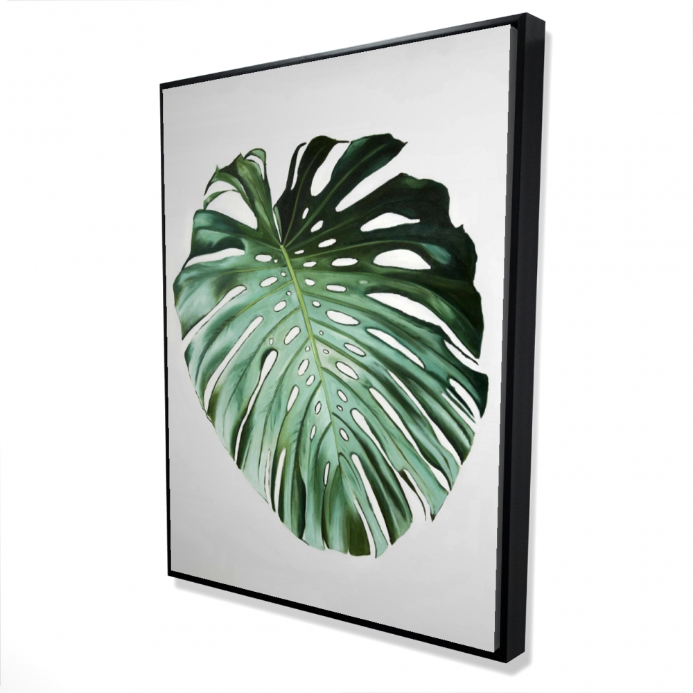 2081-4836-FL357 36 x 48 in. Monstera Leaf - Framed Canvas for Office Floral Decor