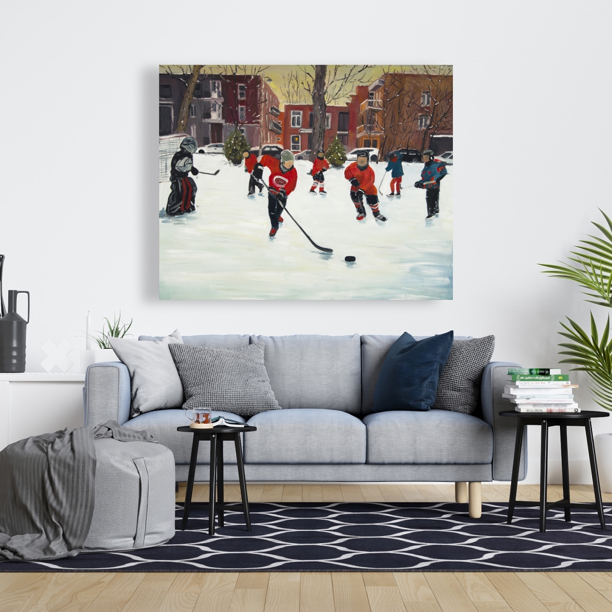 C1RC4860MLO7PF 48 x 60 in. Young Hockey Players Canvas - Man Cave Hobbies Decor