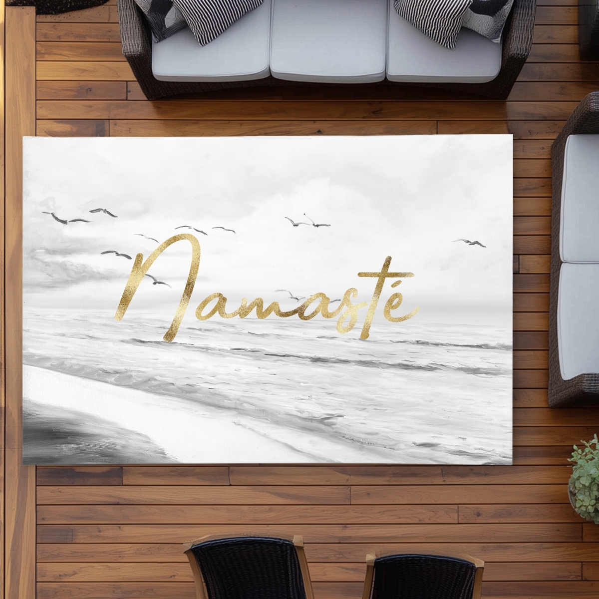 C1ROAR570M3AS0 5 x 7 ft. Namaste - Spiritual Outdoor Area Rug for Home Decor - Yoga - Rectangle