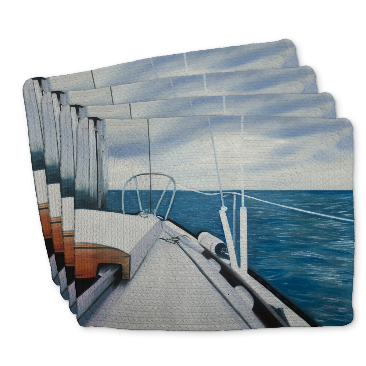 Picture of Begin Home Decor C4BP1418C9VFDQ 14 x 18 in. Sail on the Water - Braided Polyester Placemat for Home Decor - Set of 4