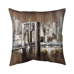 26 x 26 in. Aged Finish Brooklyn Bridge-Double Sided Print Indoor Pillow