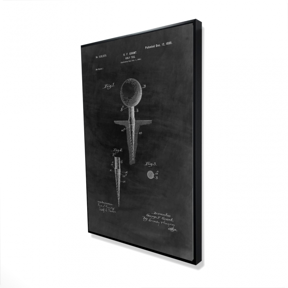 2081-3624-BL6-2 24 x 36 in. Black Blueprint Golf Tee Industrial Framed Canvas - Man Cave Decor