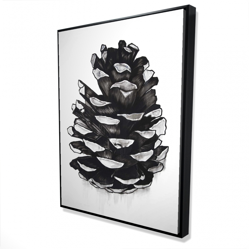 2081-4836-MI99 36 x 48 in. Pine Cone - Seasons Gray Framed Canvas for Home Decor