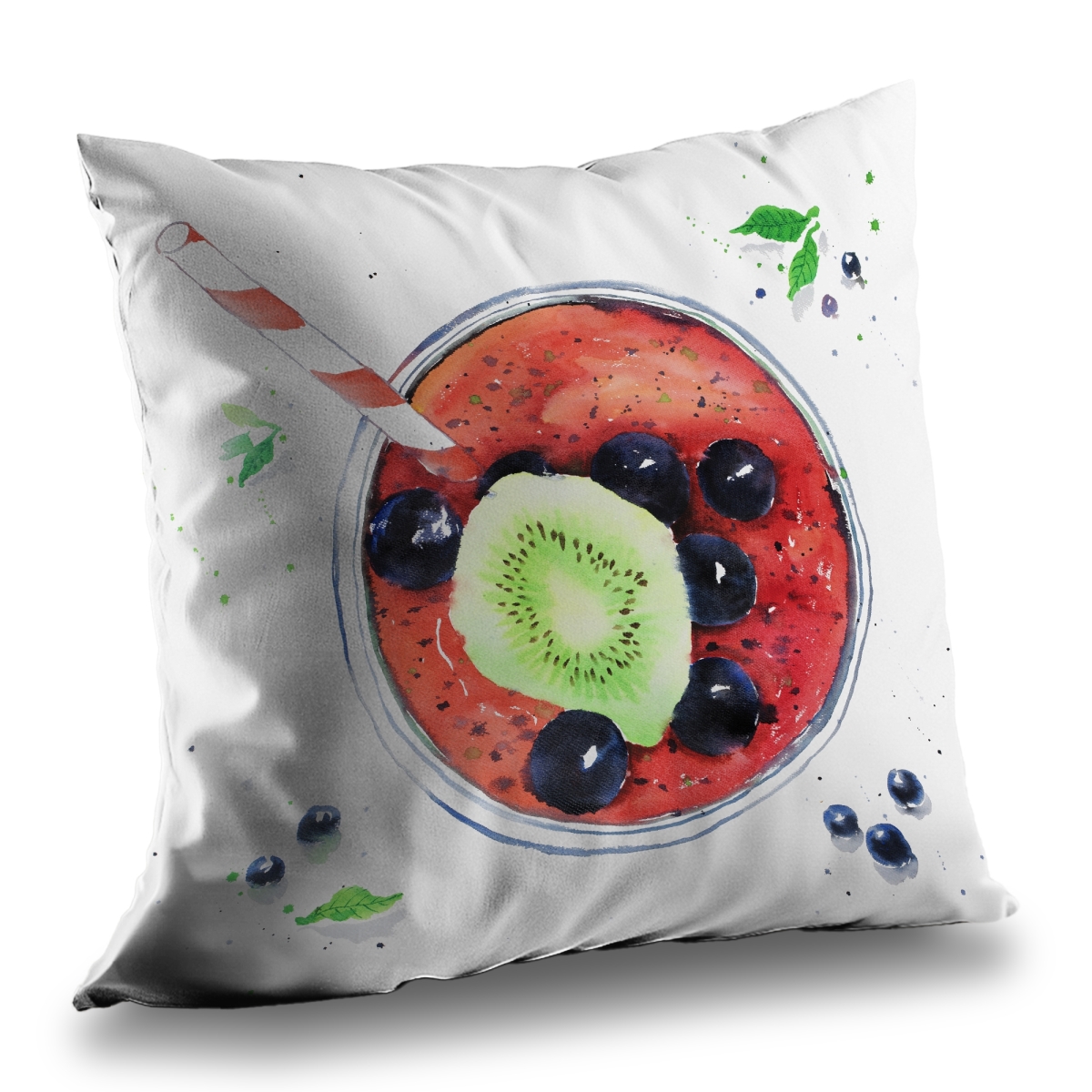 C1PC1414JAI775 14 x 14 in. Berry Smoothies Throw - Illustrative Kitchen Poly Twill Decor