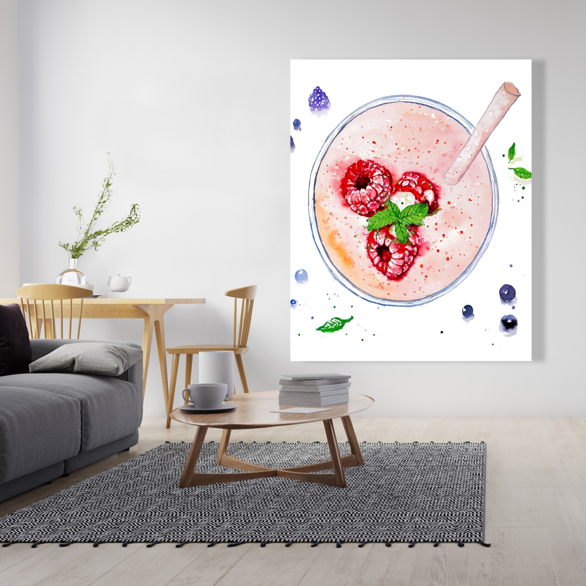 C1RC4860L3L7DR 48 x 60 in. Strawberry & Raspberry Smoothie Canvas - Kitchen Decor Art