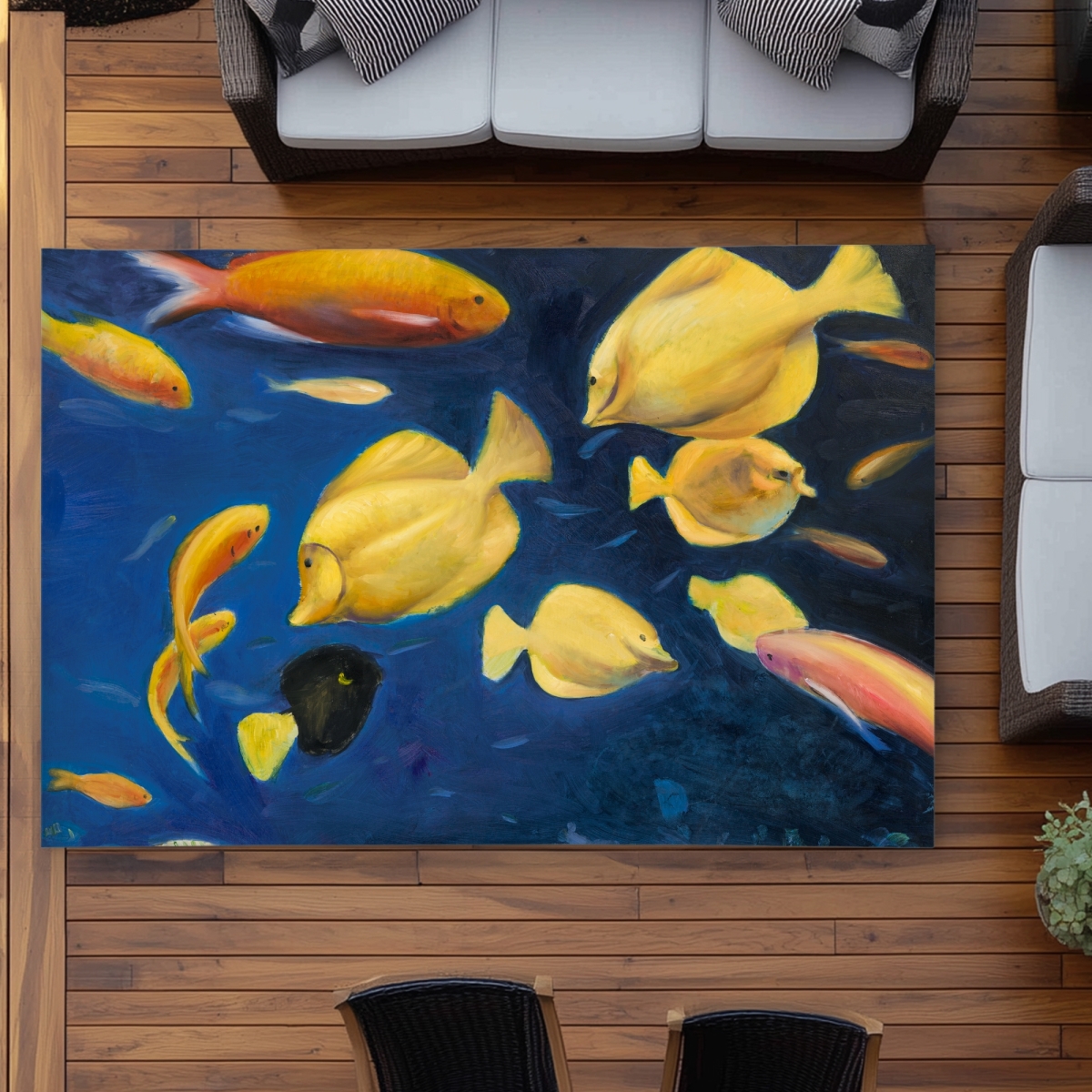 C1ROAR57XGINJK 5 x 7 ft. Fish Under the Sea - Bedroom Marine Outdoor Area Rug for Decor - Rectangle