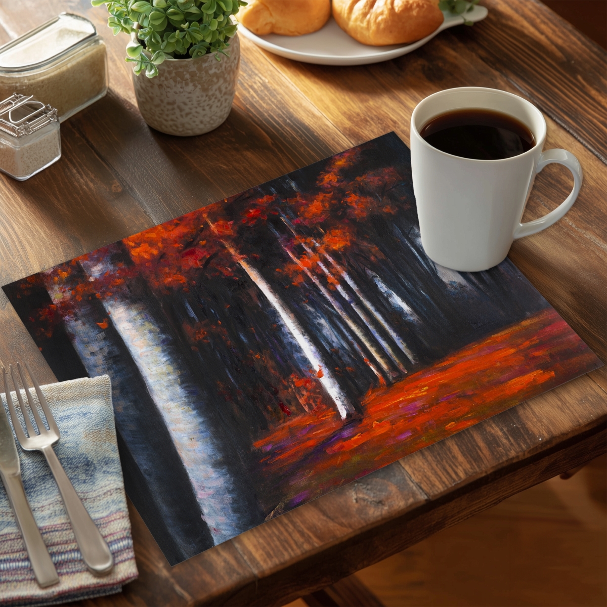 Picture of Begin Home Decor C4PP1418S35MP6 14 x 18 in. Mysterious Forest Polyester Placemat for Home Decor - Style - Set of 4