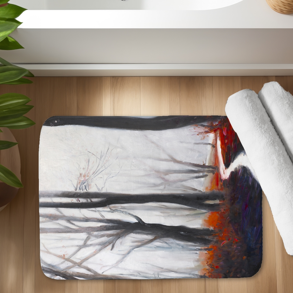 C1BM1724S7736T 17 x 24 in. Mysterious Forest with Stream - Trees Red Bath Mat for Home Decor