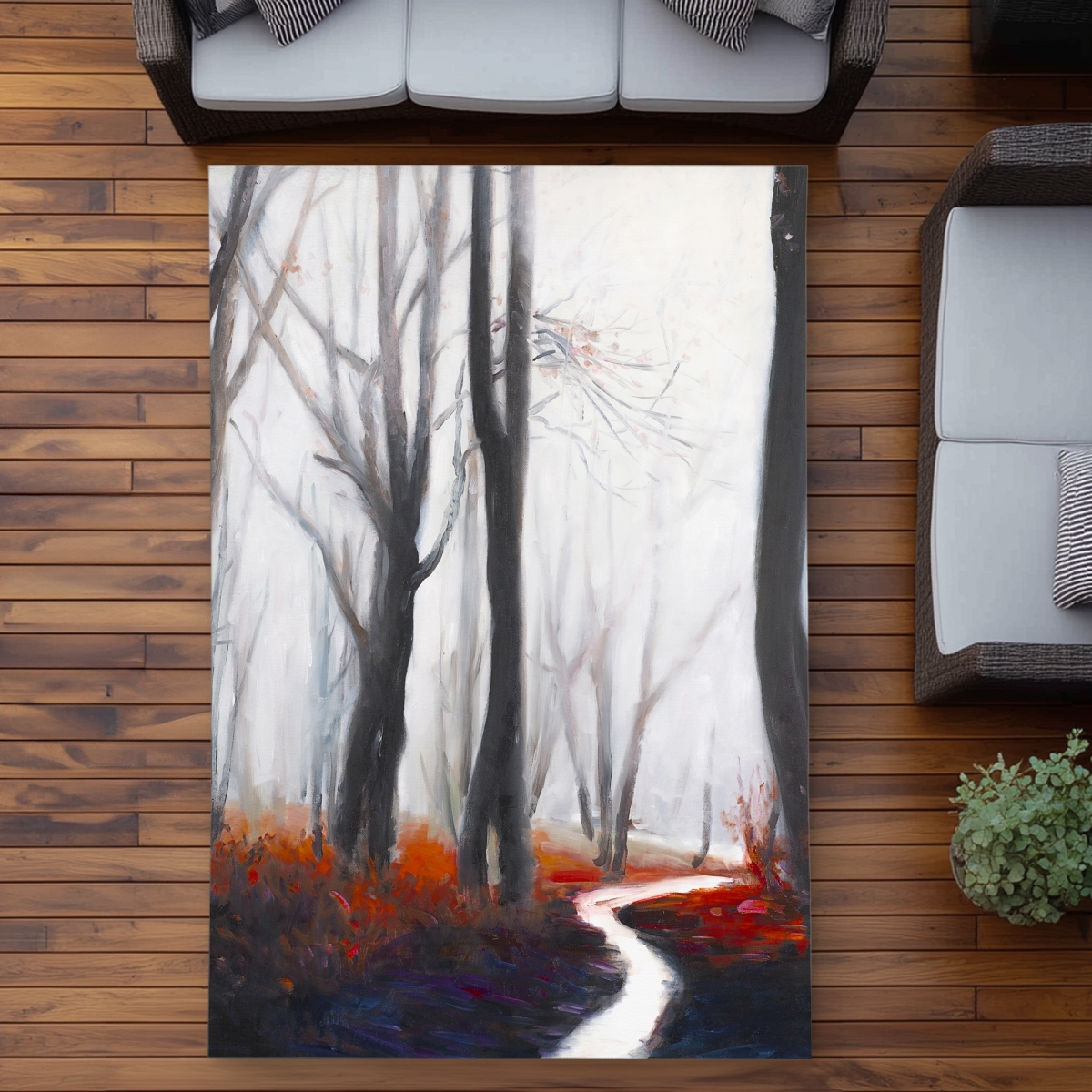 C1ROAR57TTQI1E 5 x 7 ft. Mysterious Forest with Stream Outdoor Area Rug - Home Decor - Rectangle