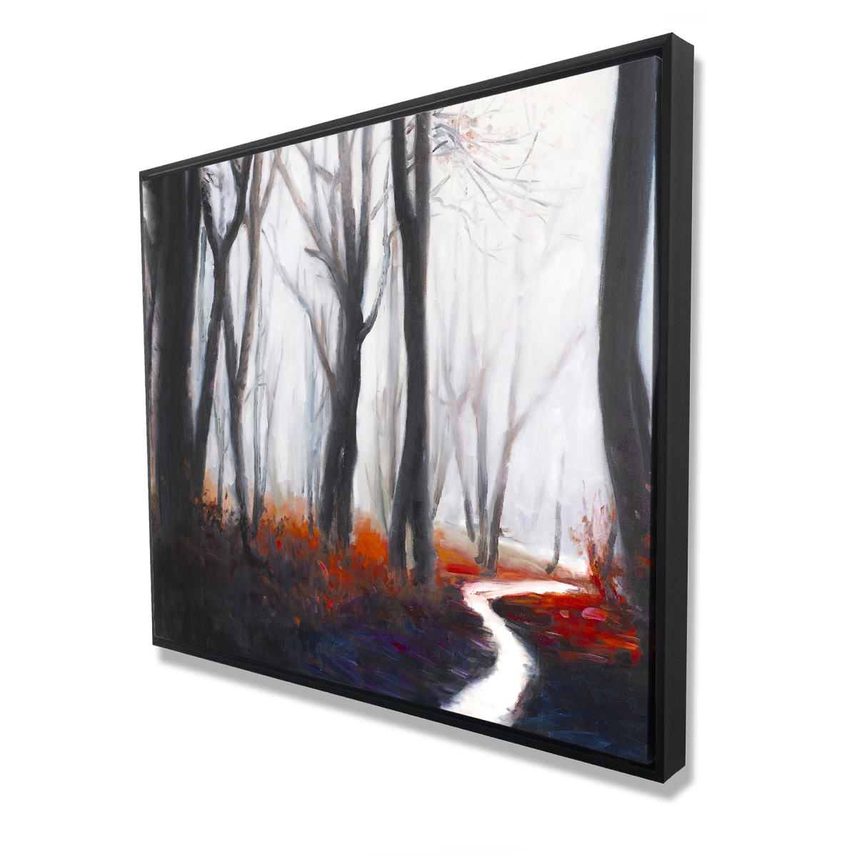 C1FC4860M9RUT4 48 x 60 in. Mysterious Forest with Stream - Gray Contemporary Framed Canvas