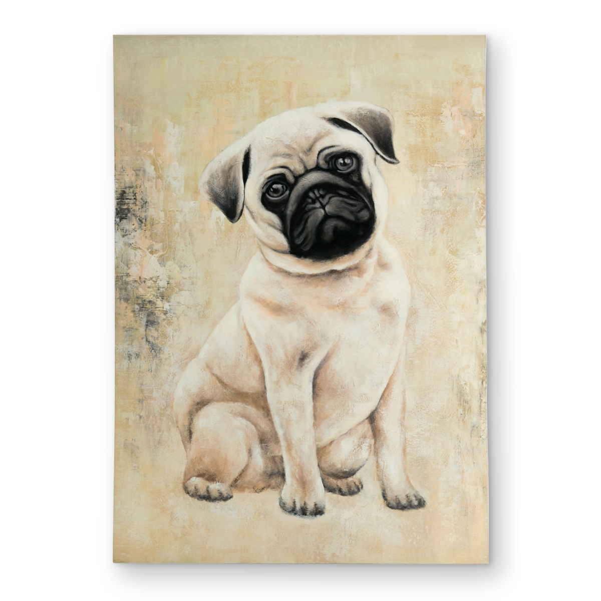 C1ROAR57WBKL94 5 x 7 ft. Small Pug Dog Beige Outdoor Area Rug for Home Decor - Pets - Rectangle