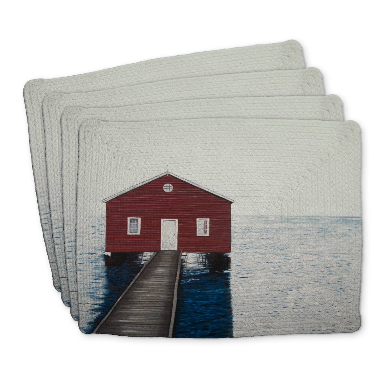 Picture of Begin Home Decor C4BP1418M19XH9 14 x 18 in. Boathouse Braided Polyester Placemat for Elegant Home Decor - Set of 4