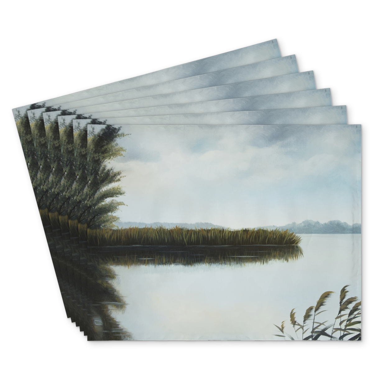 Picture of Begin Home Decor C6PP1418QY969D 14 x 18 in. Quiet Lake Polyester Placemat for Elegant Home Decor - Set of 6