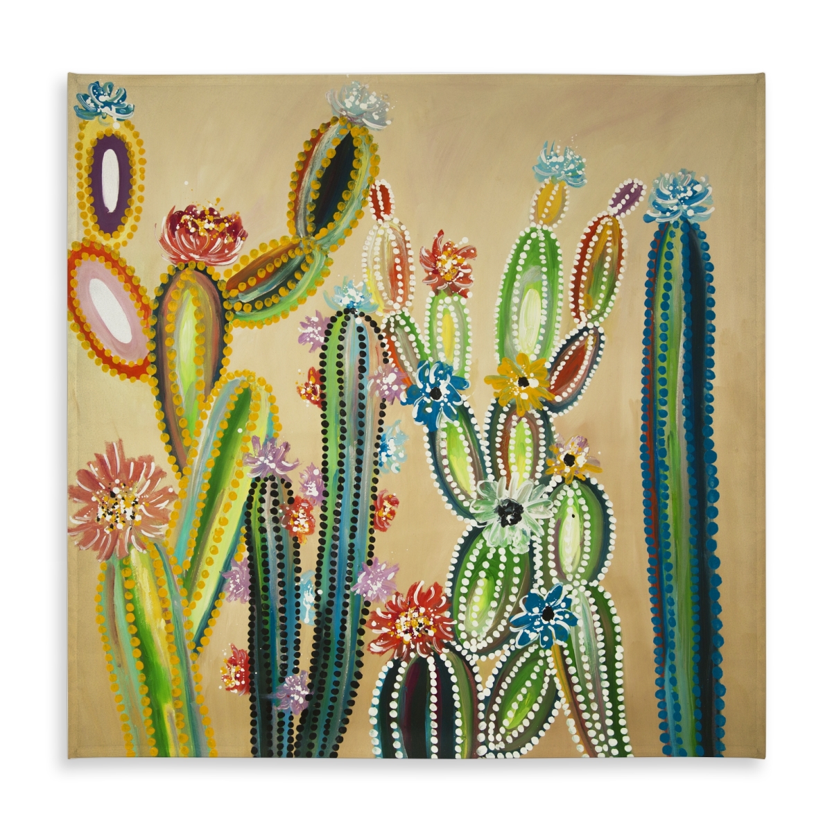 Picture of Begin Home Decor C1TC5858AFJXZ5 58 x 58 in. Desert Gems Yellow Floral Tablecloth - Indoor & Outdoor Decor