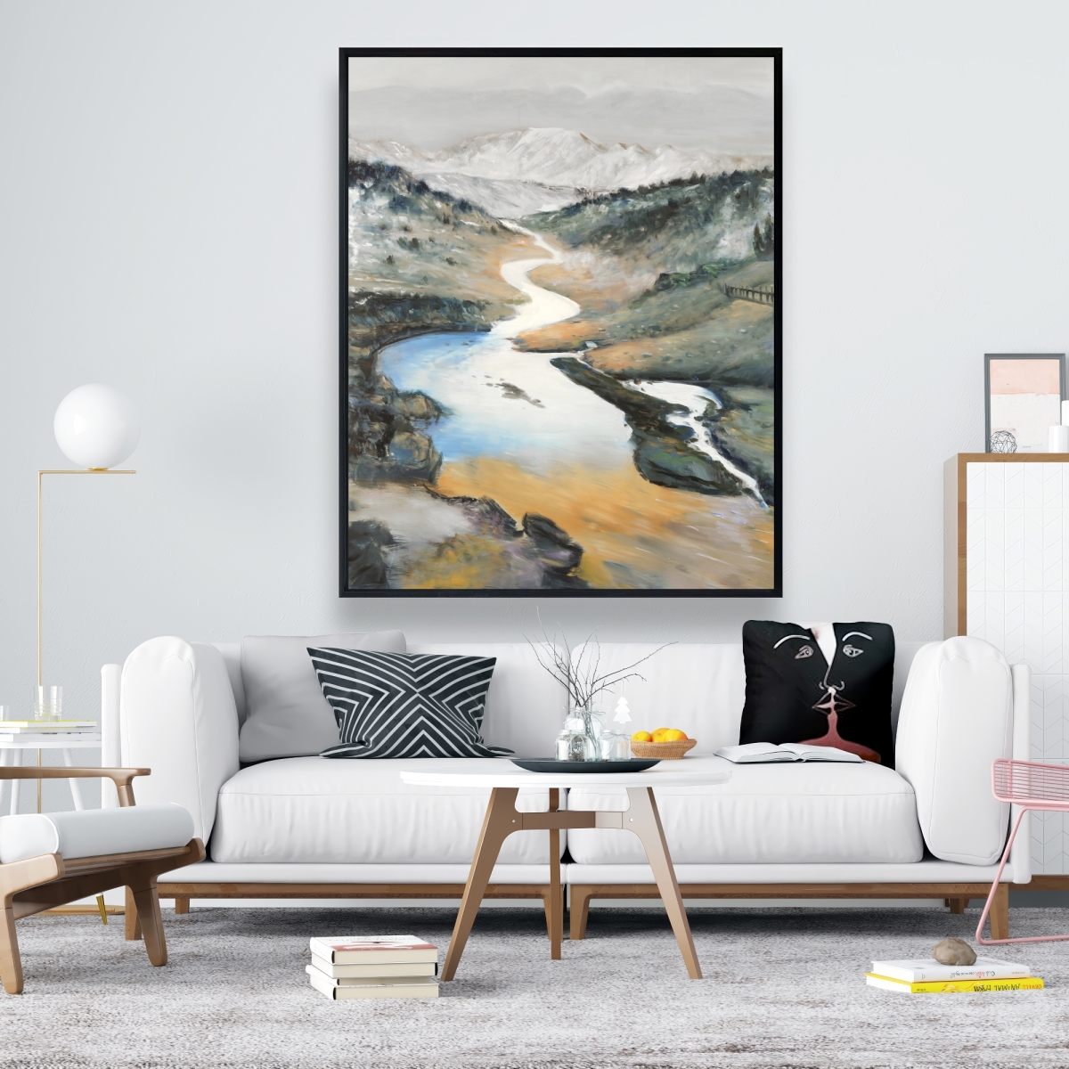 C1FC48600J8W5A 48 x 60 in. Landscape - Orange Mountains Framed Canvas for Home Decor