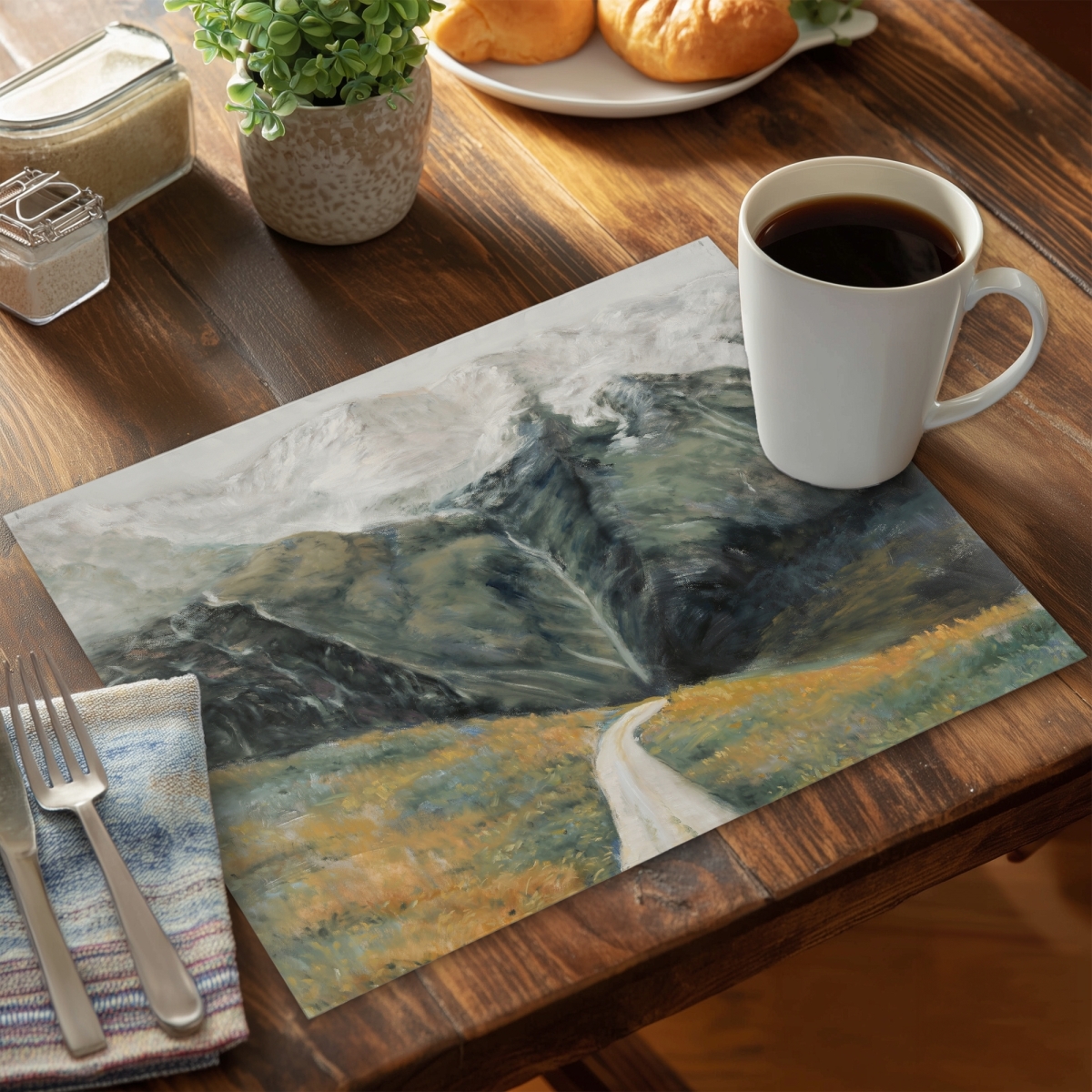 Picture of Begin Home Decor CPPM1418K0CHBO 14 x 18 in. Mountainous Landscape Gray Polyester Placemat - Home Decor