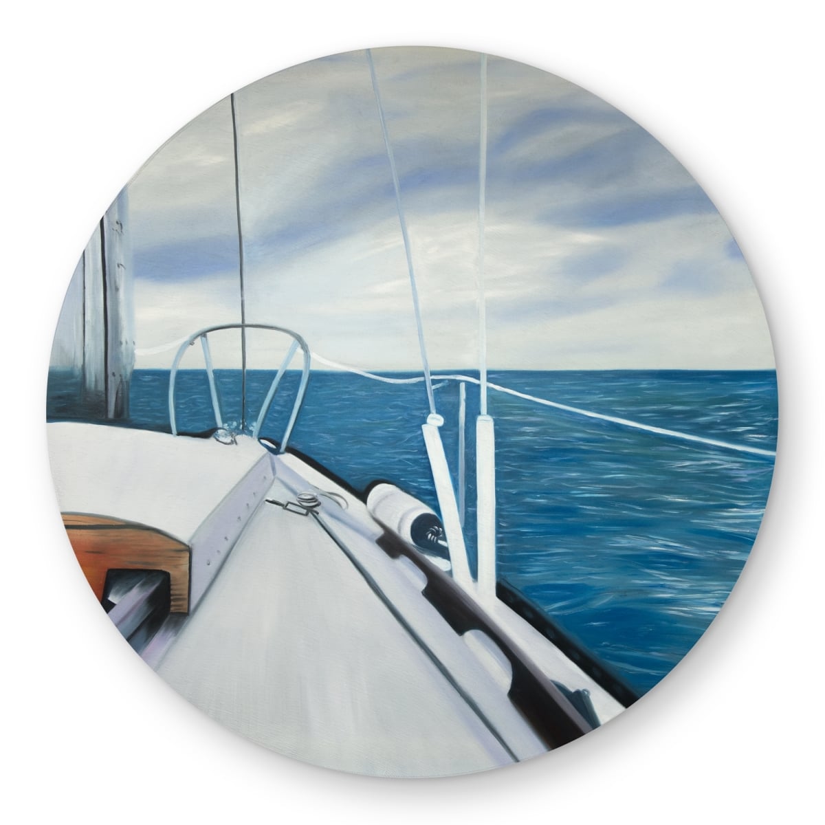 C1COAR55SF0I3P 5 x 5 ft. Sail on the Water - Marine Blue Round Outdoor Area Rug