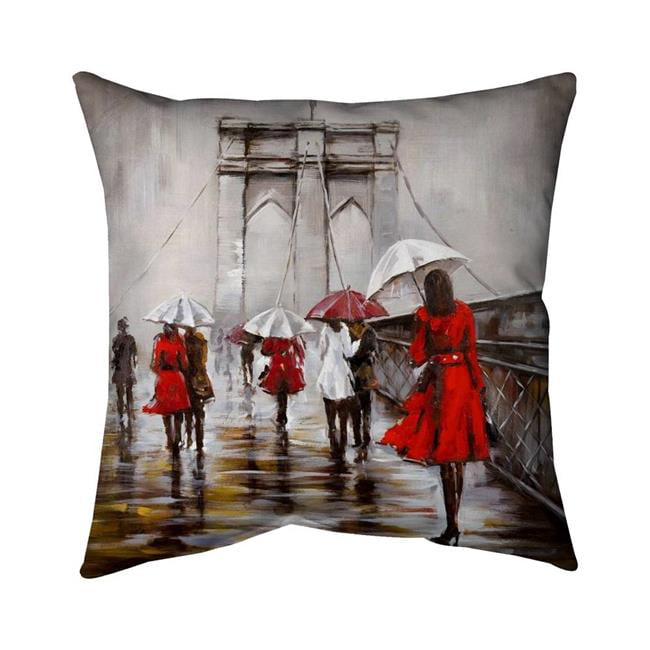 26 x 26 in. Walk on the Brooklyn Bridge-Double Sided Print Indoor Pillow