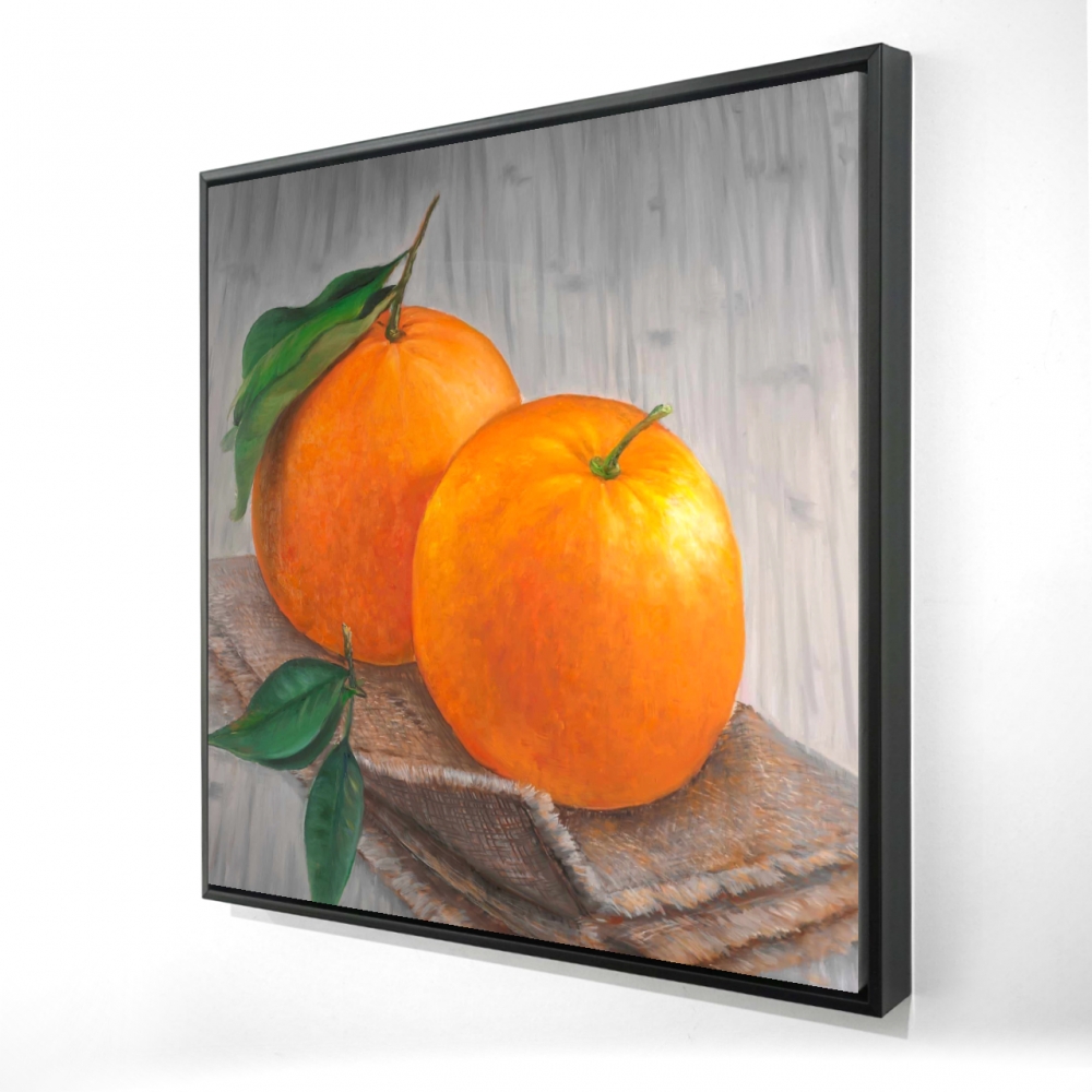 2081-3636-GA62 36 x 36 in. Two Oranges - Kitchen Food Framed Canvas for Home Decor