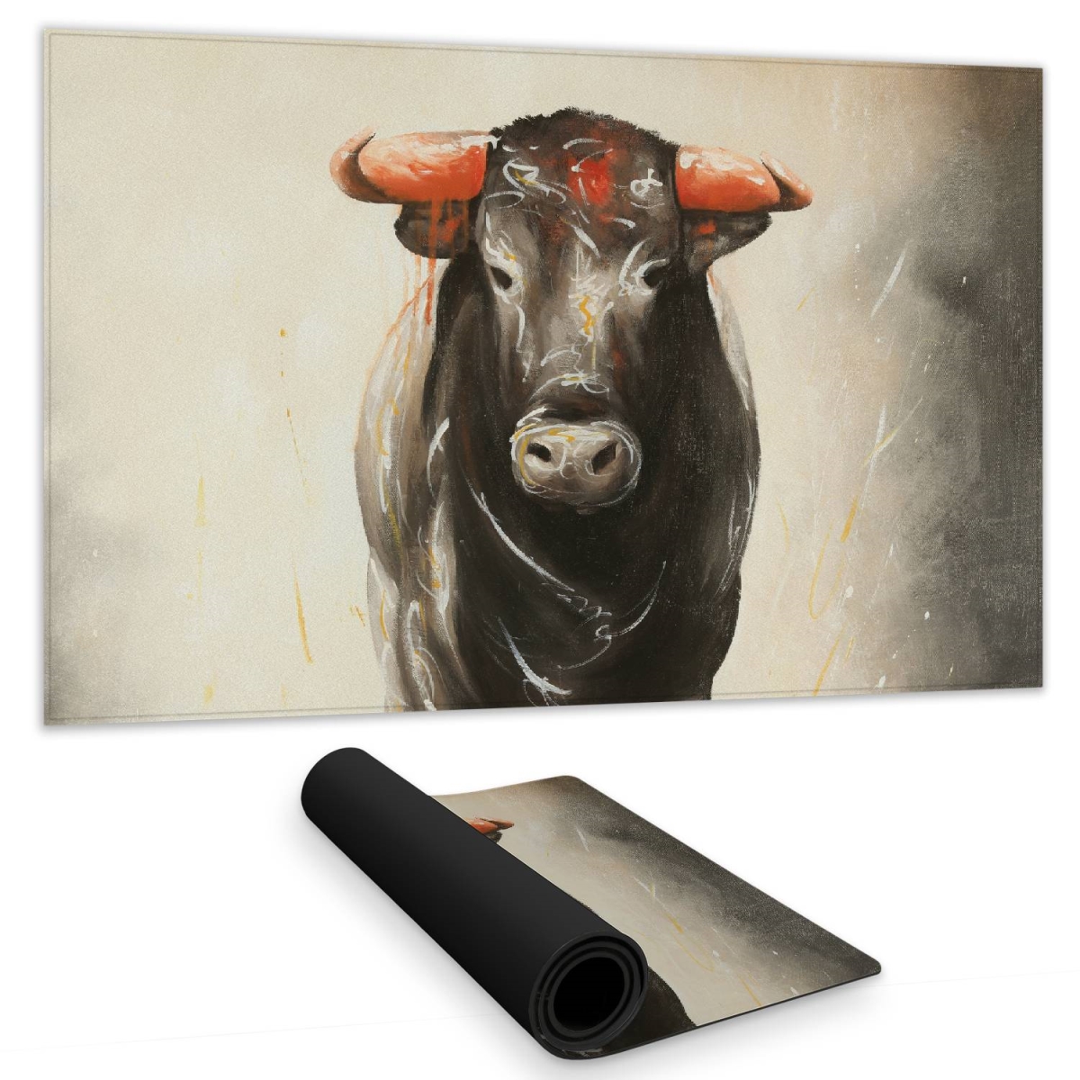 C1DM1424OWRCNG 14 x 24 in. Bull Running Brown Desk Mat - Farm Animal Bedroom Decor