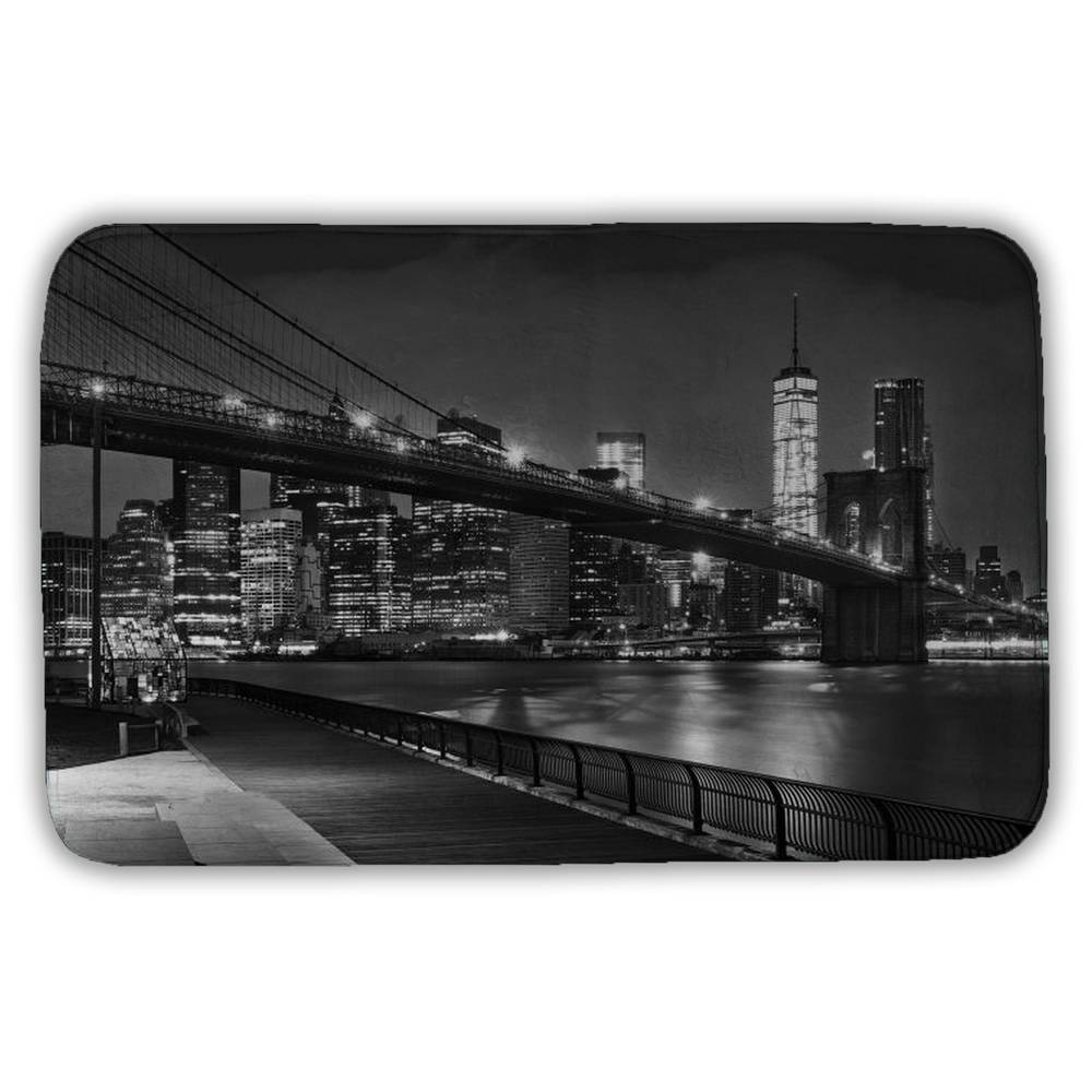 5930-2134-PH13-1 21 x 34 in. Cities Livingroom Gray Bath Mat - City Under the Night Decor
