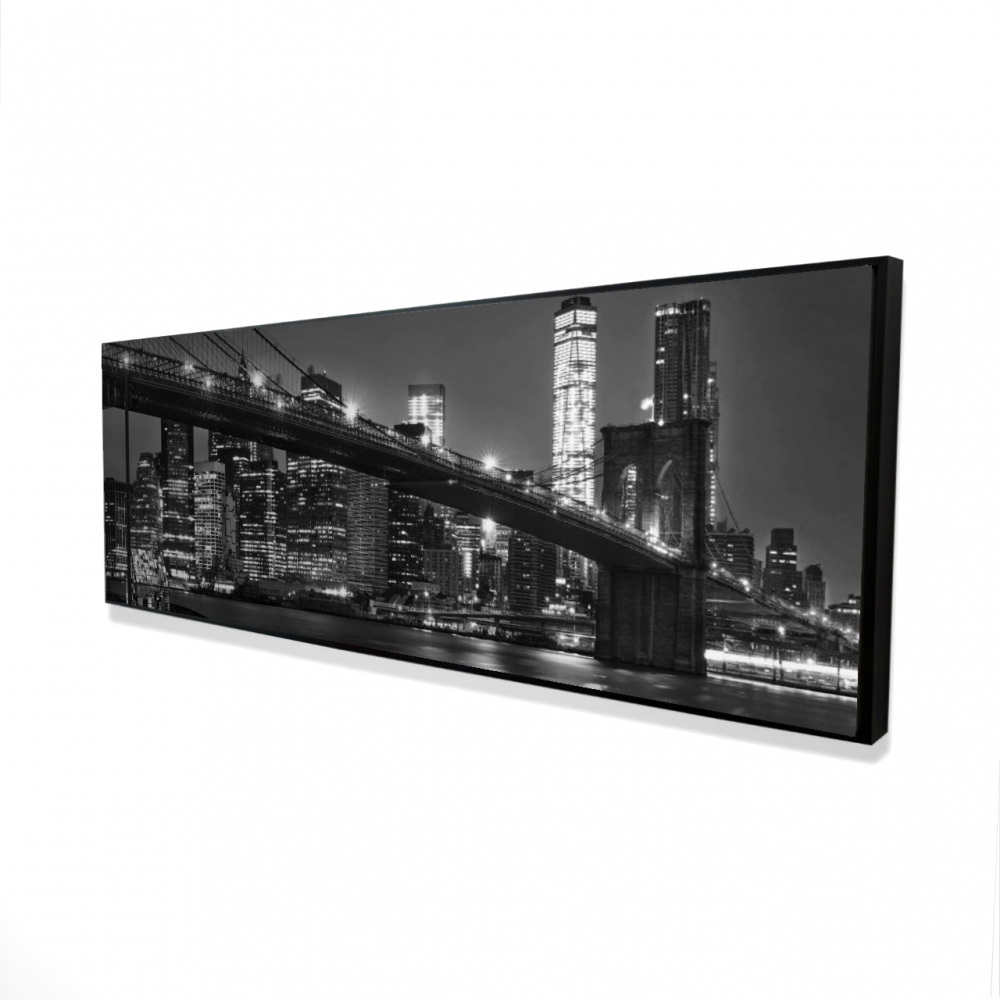 2081-1648-PH13-1 16 x 48 in. City Under the Night Framed Canvas - Urban Home Decor