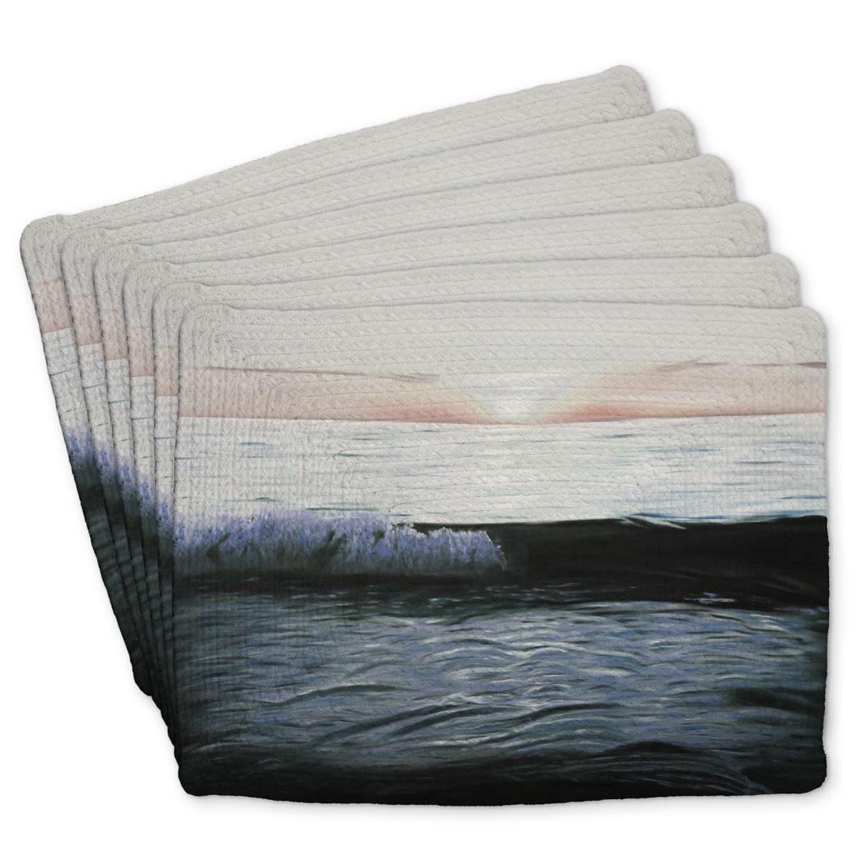 Picture of Begin Home Decor C6BP1418M90B26 14 x 18 in. Desaturated Sunset Braided Polyester Placemat - Home Decor - Set of 6