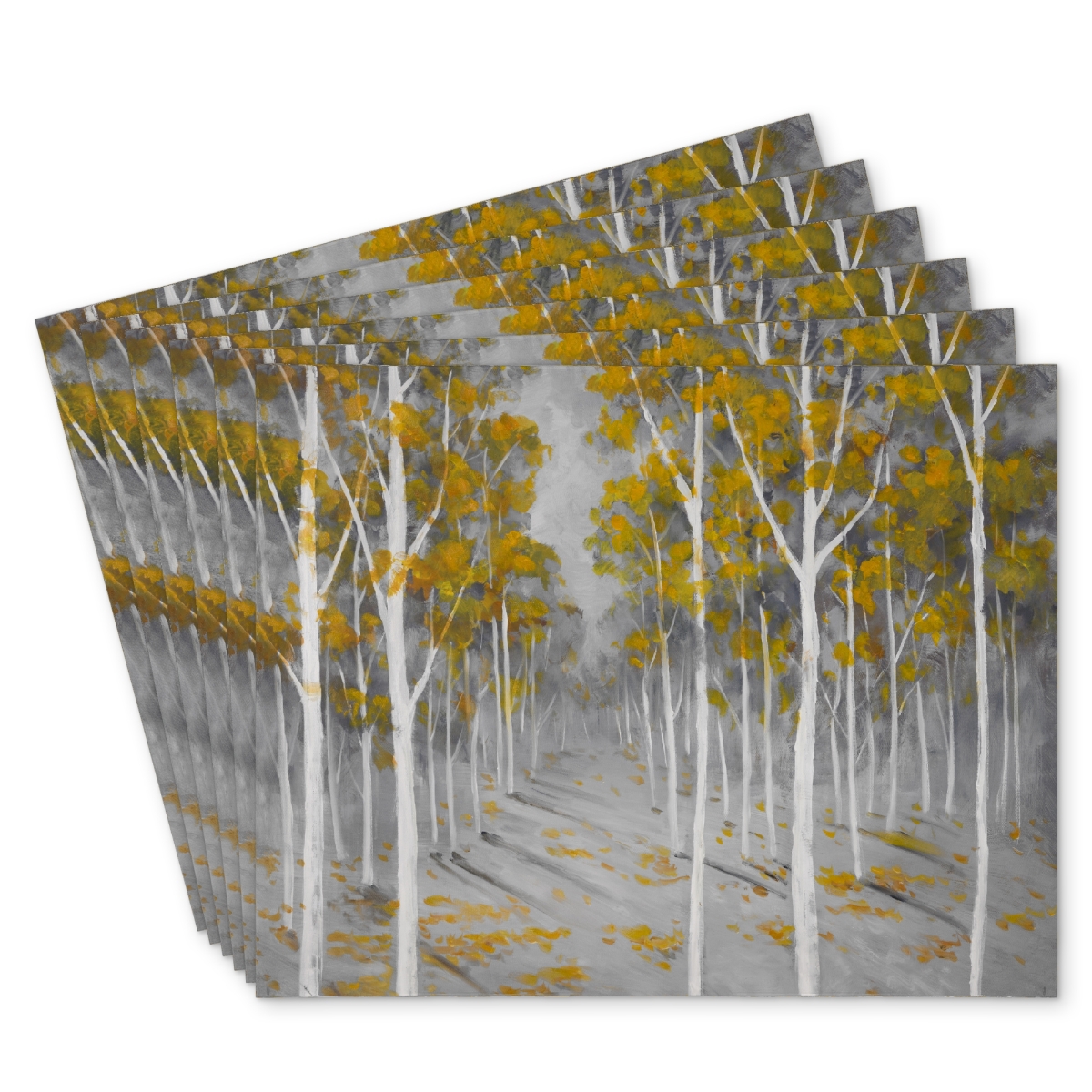 Picture of Begin Home Decor C6PP1418JOMB6W 14 x 18 in. Birch Forest Polyester Placemat for Stylish Home Decor - Set of 6
