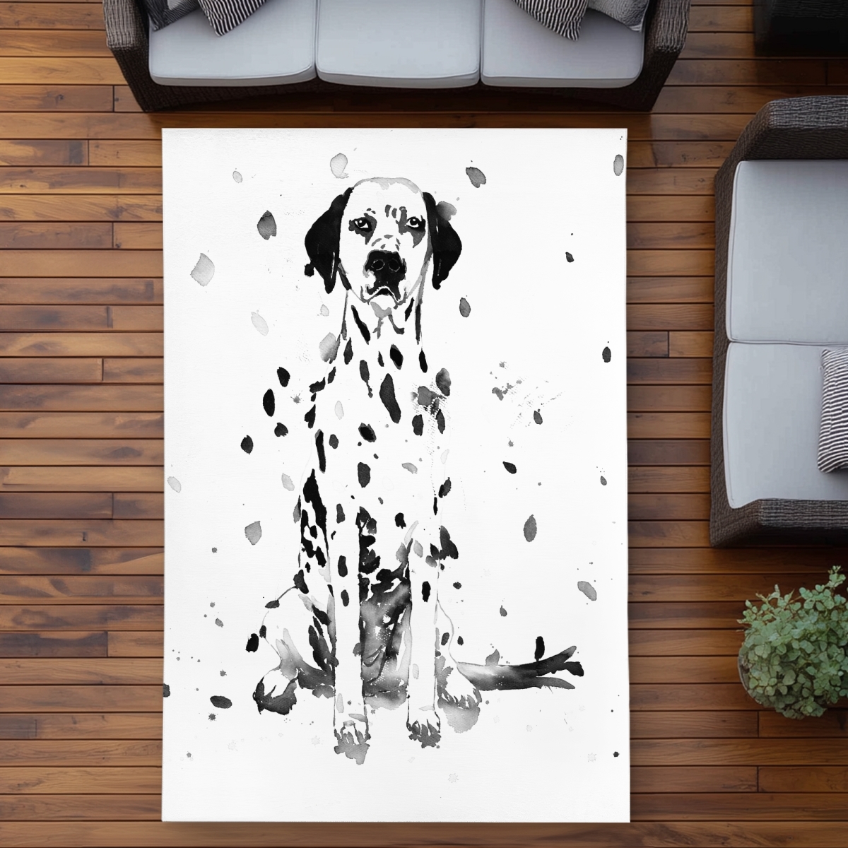 C1ROAR57QKZ8GE 5 x 7 ft. Dalmatian Dog Bedroom White Outdoor Area Rug - Home Decor - Rectangle