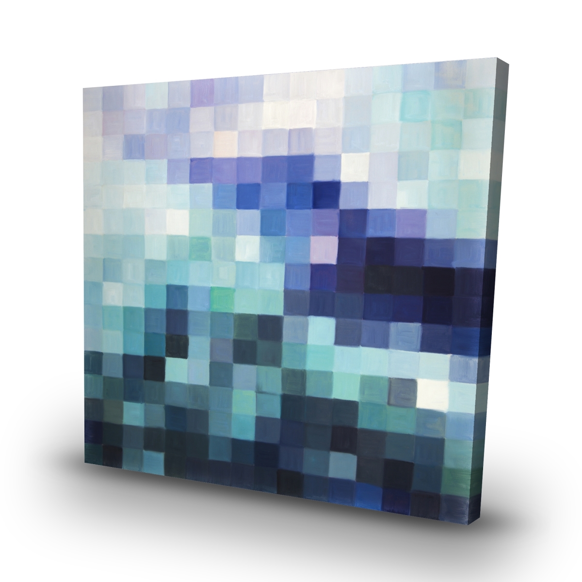 C1RC3232J9I9J2 32 x 32 in. Pixelized Landscape - Blue Bathroom Canvas - Home Decor Art