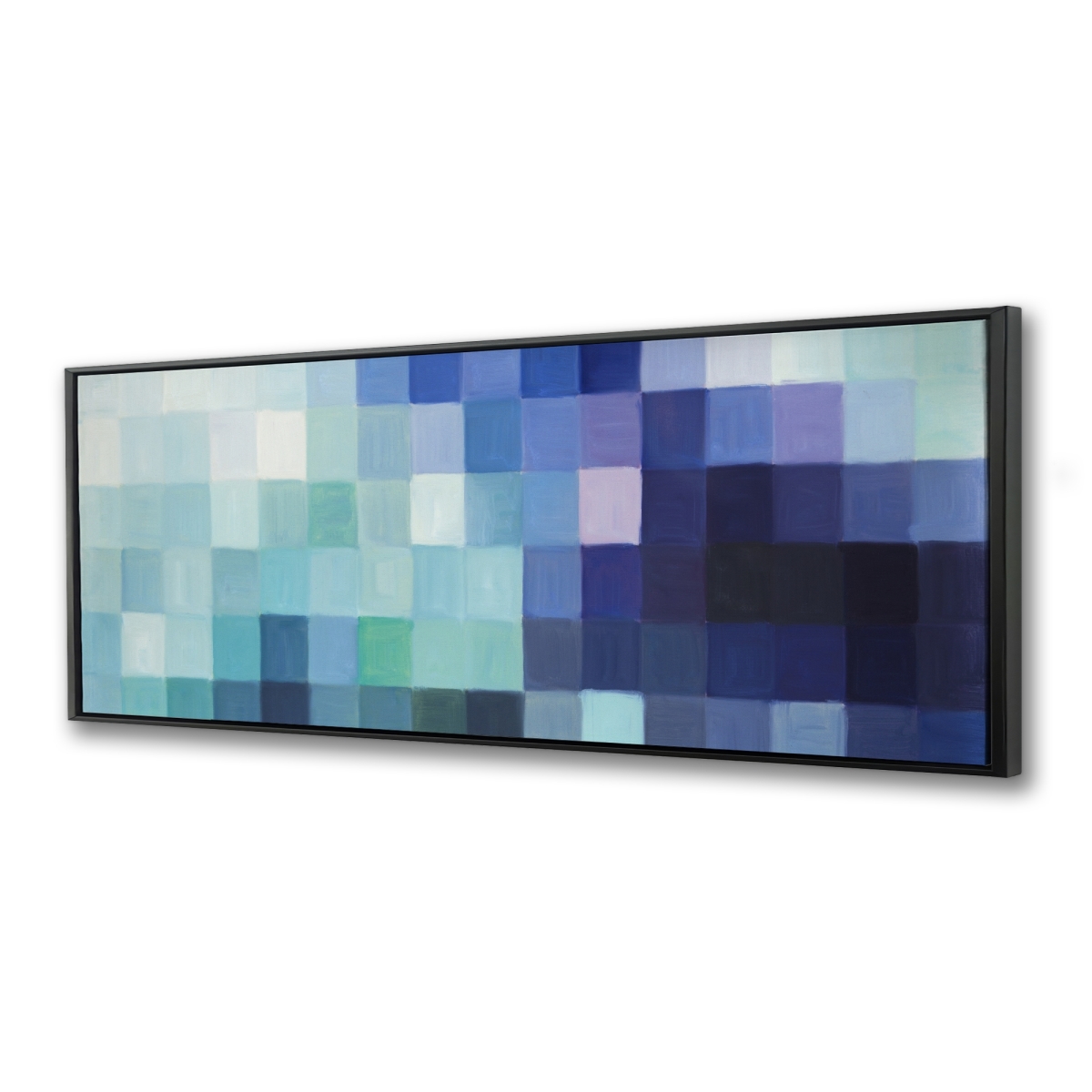 C1FC1648VXFLU9 16 x 48 in. Pixelized Landscape - Turquoise Framed Canvas for Home Decor