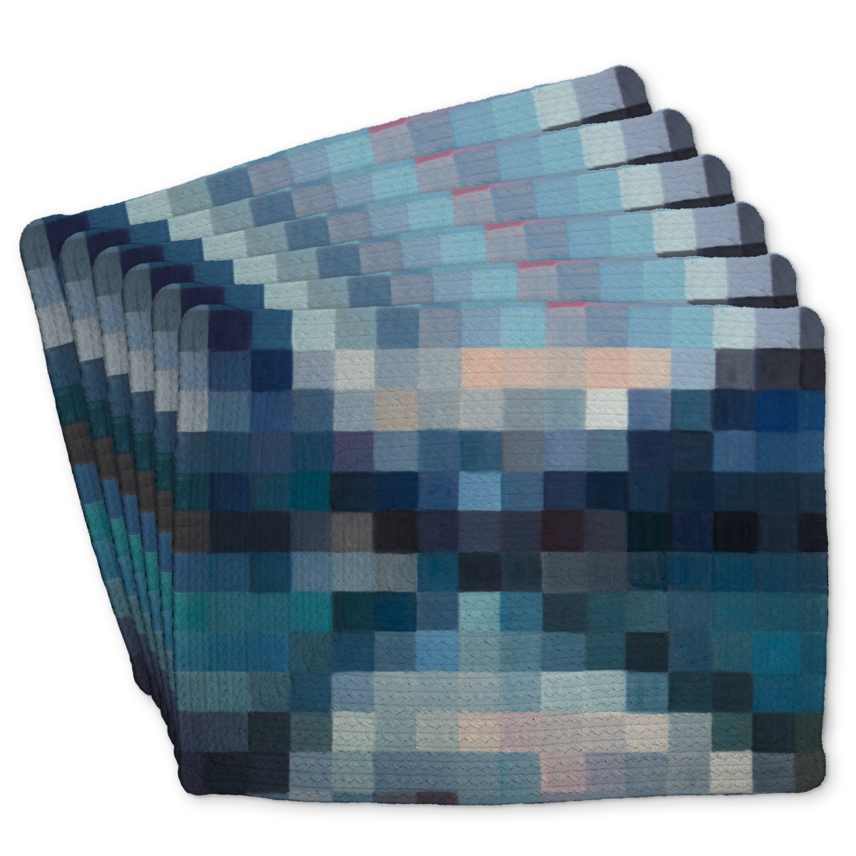 Picture of Begin Home Decor C6BP1418XRTK57 14 x 18 in. Pixelated Mountainous Landscape Braided Polyester Placemat - Decor - Set of 6
