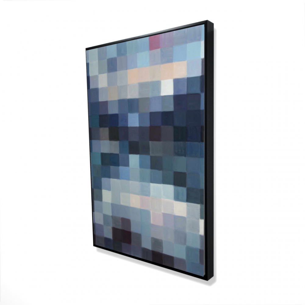 2081-3624-MI104 24 x 36 in. Pixelated Mountainous Landscape - Blue Framed Canvas Art