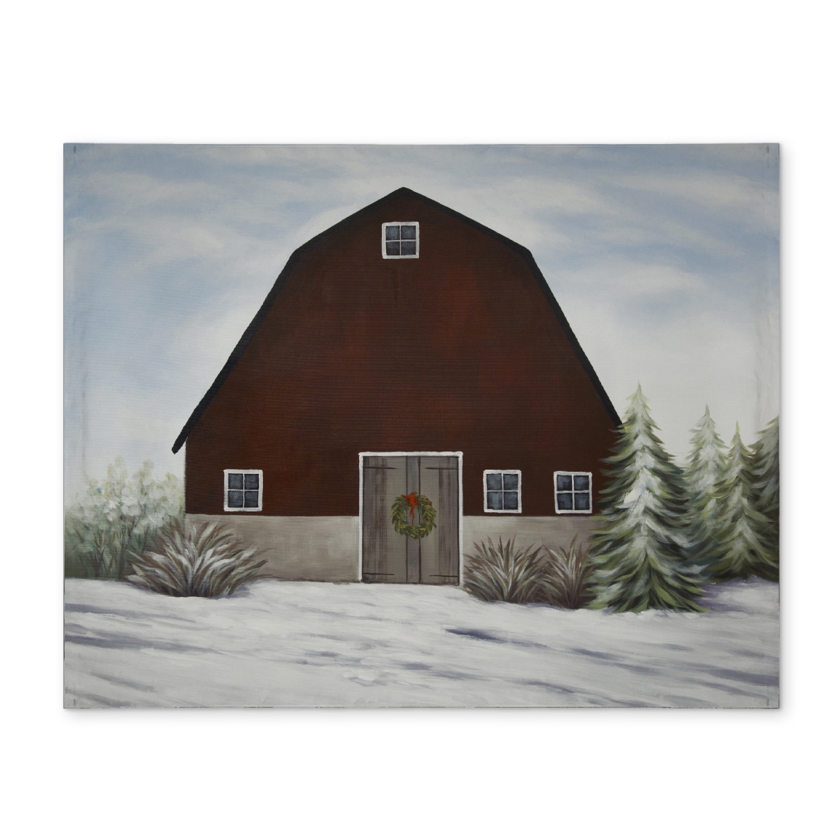 Picture of Begin Home Decor CPPM1418SA7LRE 14 x 18 in. Its Winter on the Farm Rustic Trees Placemat - Home Decor