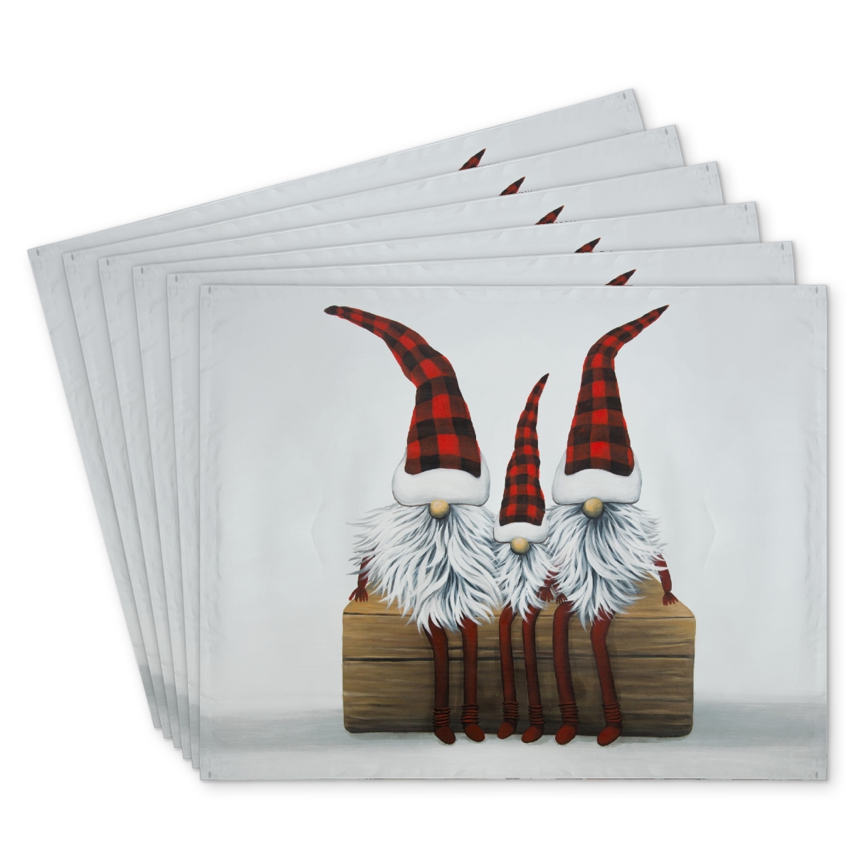 Picture of Begin Home Decor C6PP14187PA6HJ 14 x 18 in. Three Christmas Gnomes Polyester Placemat - Home Decor Accent - Set of 6