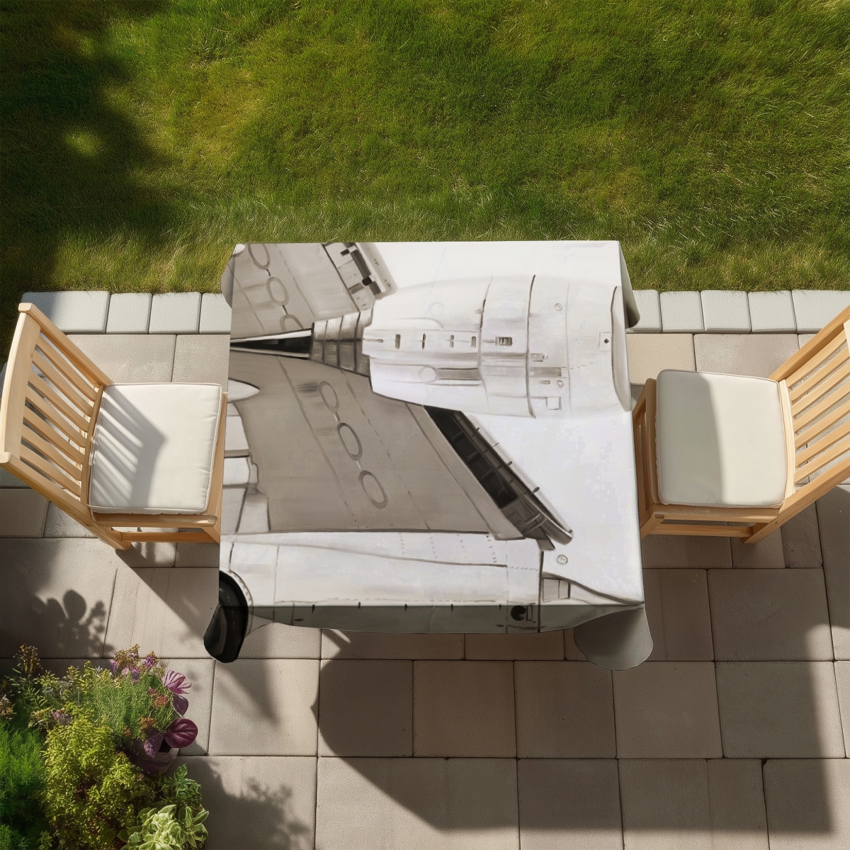 Picture of Begin Home Decor C1TC5858H3YSRJ 58 x 58 in. Underside Aviation Tablecloth - Indoor & Outdoor Home Decor