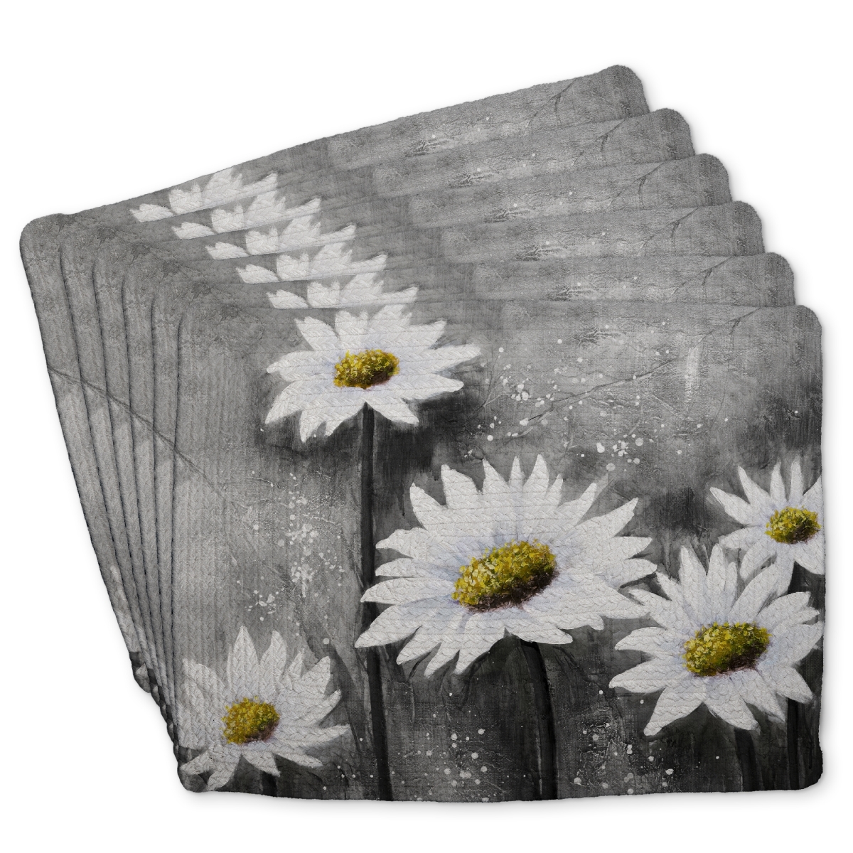 Picture of Begin Home Decor C6BP1418R8IS7W 14 x 18 in. Daisies Braided Polyester Placemat - Stylish Home Decor - Set of 6